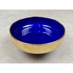 L’OBJET for Neiman Marcus Gold Crackle Cobalt Blue Centerpiece Bowl New With Box